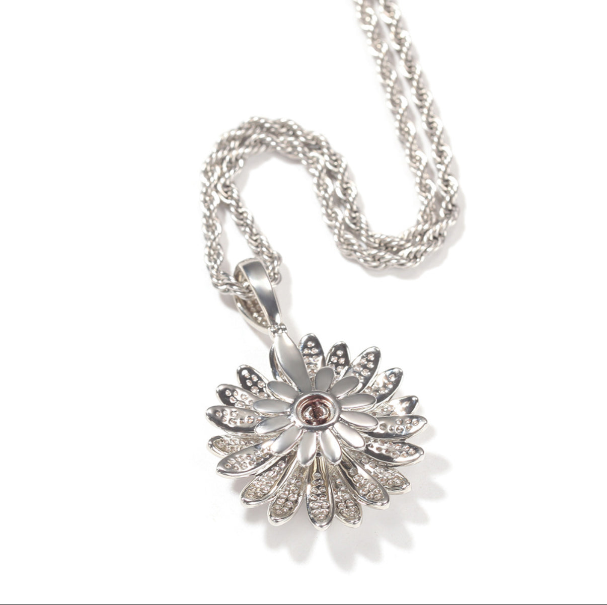 Iced Daisy Pendant Necklace