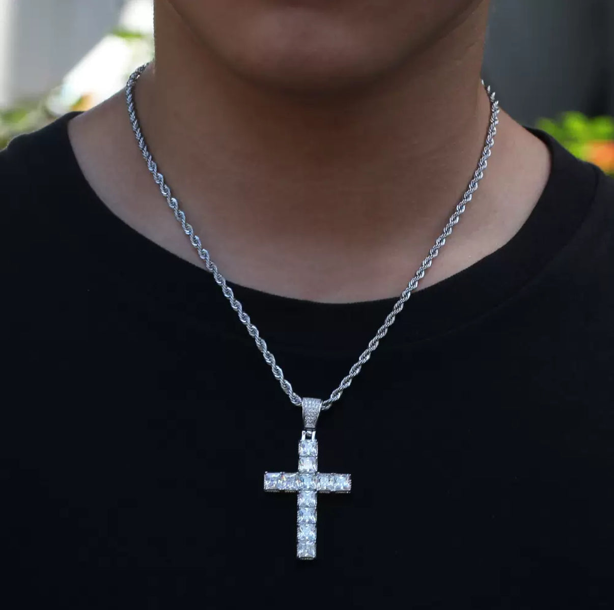 Square Cut Cross Pendant