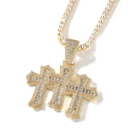 Trinity Frosted Cross Pendant