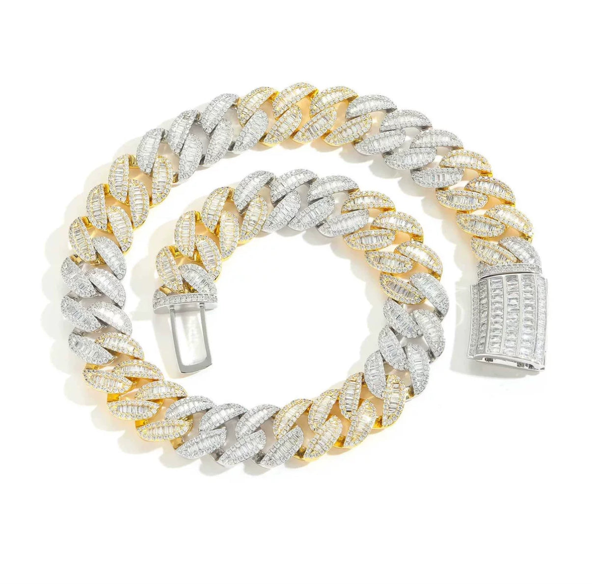 20mm Baguette Miami Chain Necklace