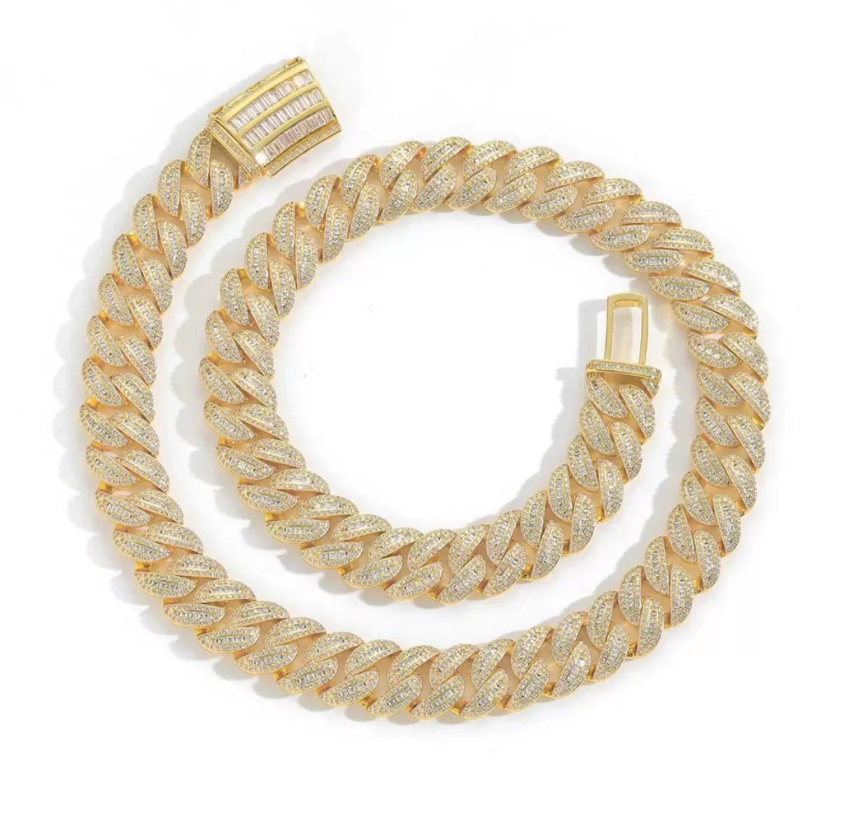 20mm Baguette Miami Chain Necklace