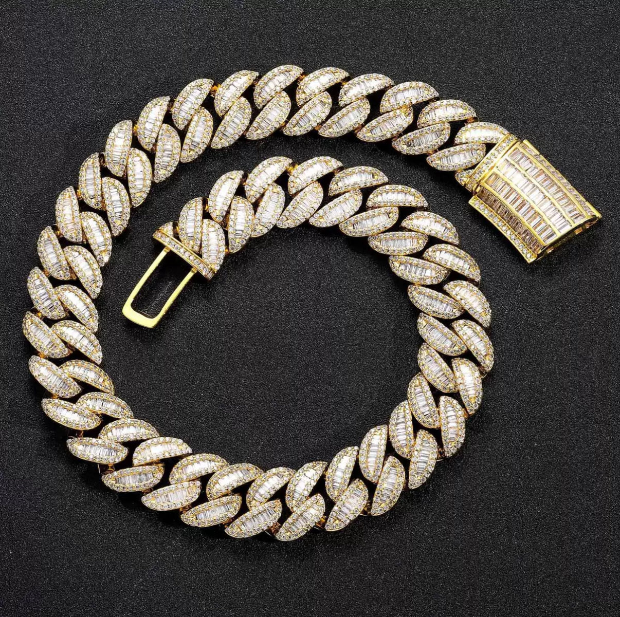 15mm Baguette Miami Chain Necklace