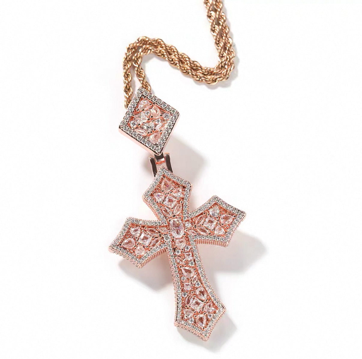 Luxury Mosaic Stone Cross Necklace
