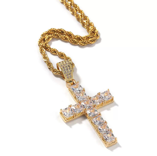Square Cut Cross Pendant