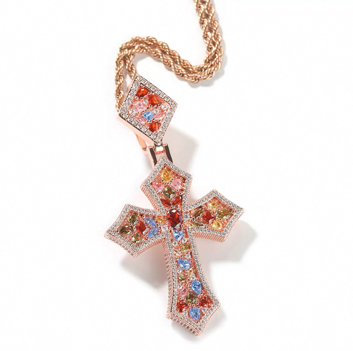 Luxury Mosaic Stone Cross Necklace