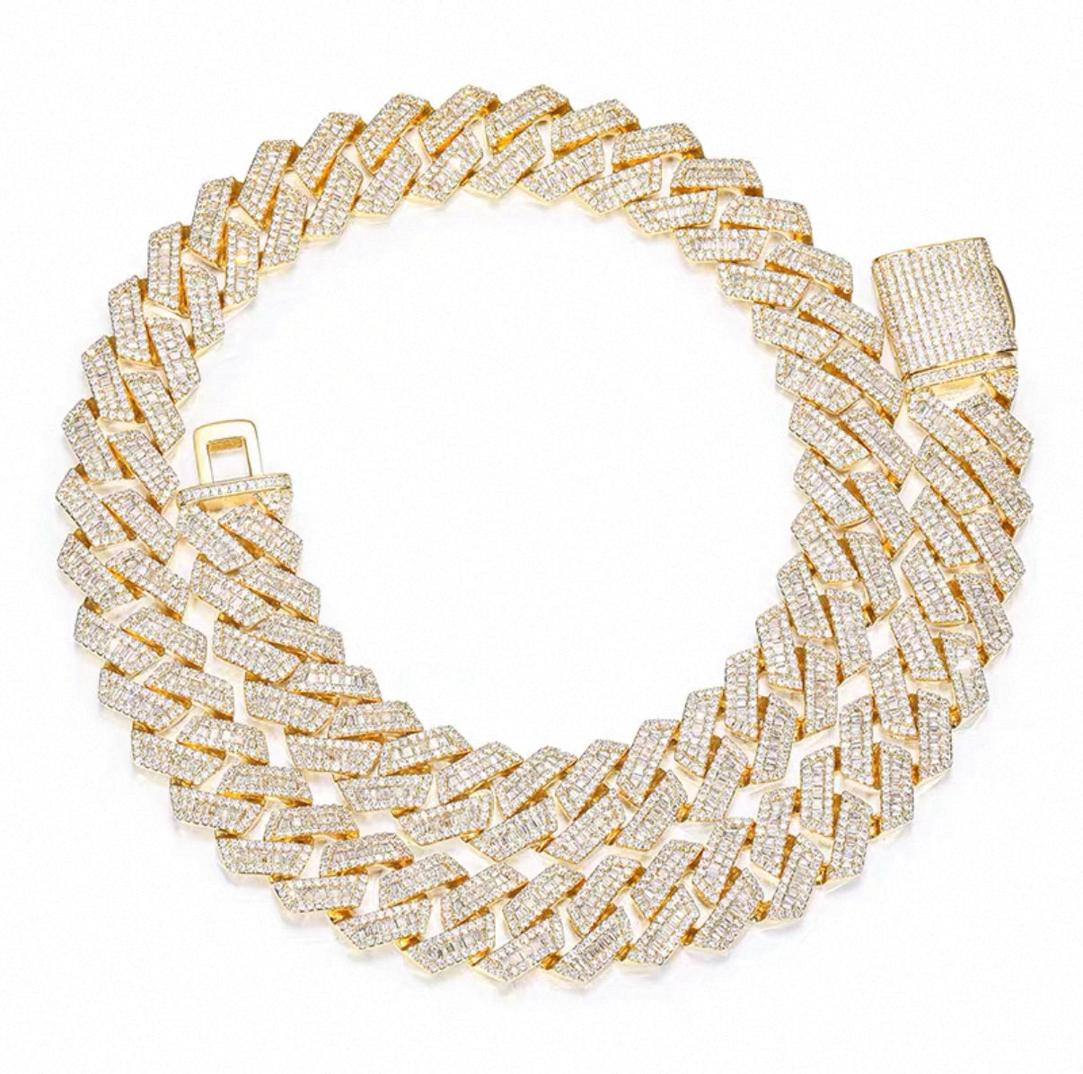 16mm Baguette Miami Chain Necklace
