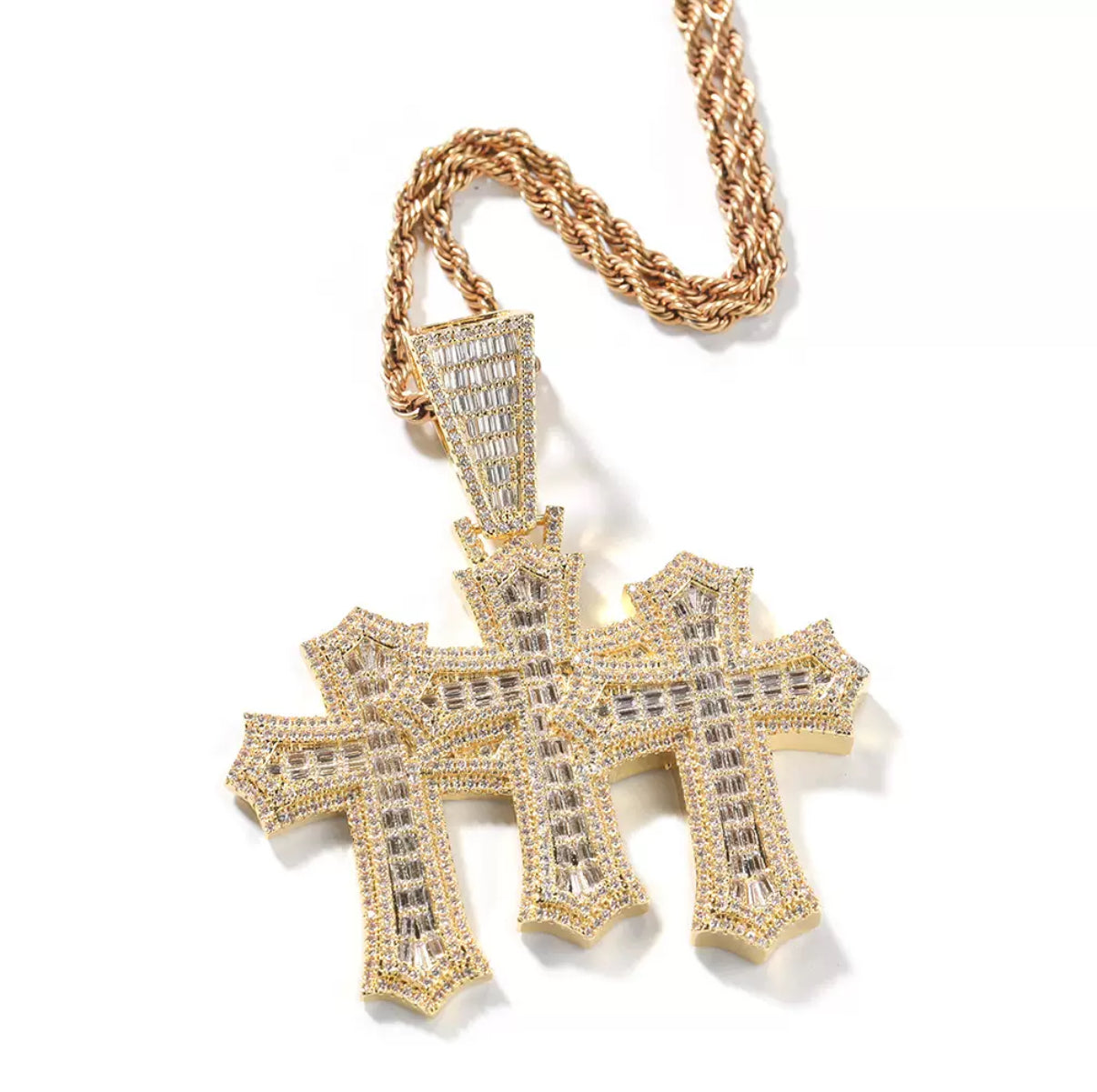 Trinity Frosted Cross Pendant
