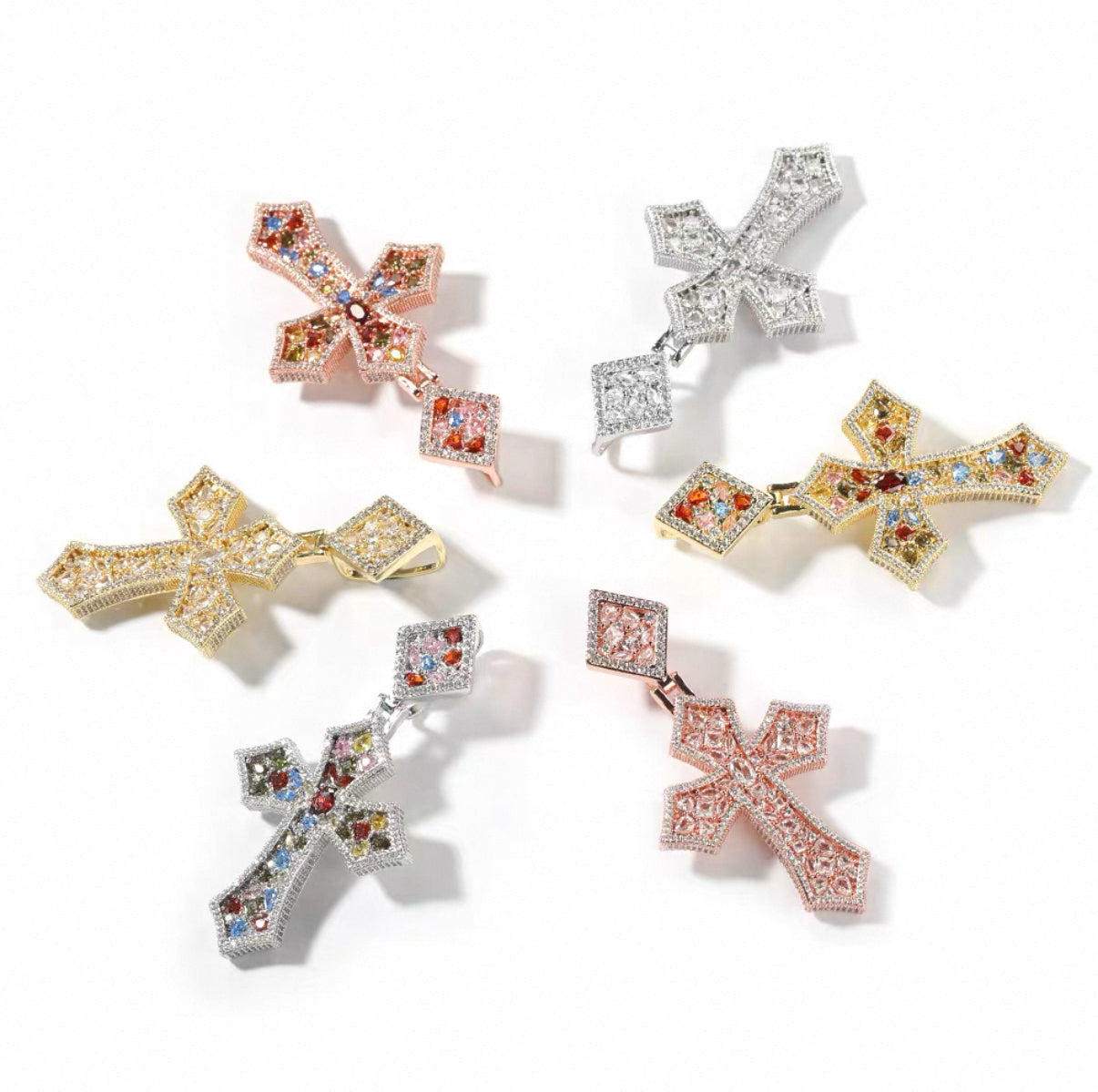 Luxury Mosaic Stone Cross Necklace