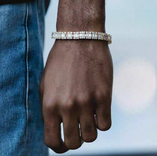 Baguette Iced Out Tennis Bracelet【7mm】