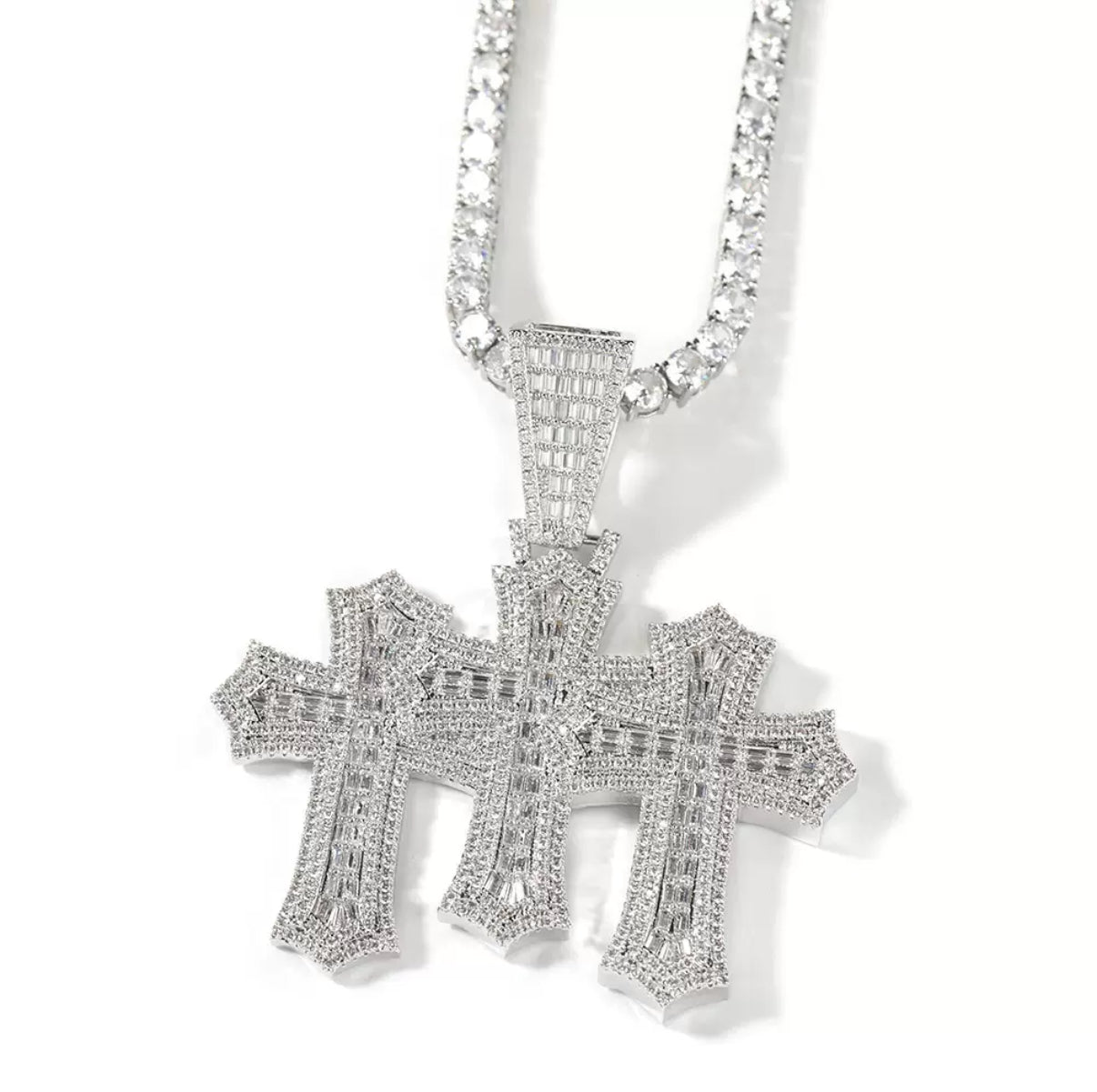 Trinity Frosted Cross Pendant