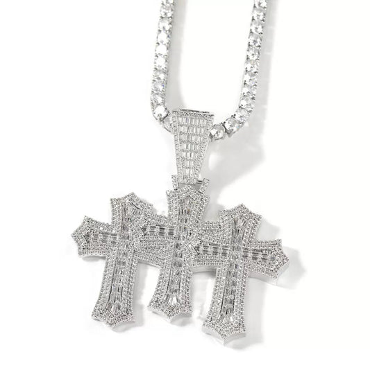 Trinity Frosted Cross Pendant