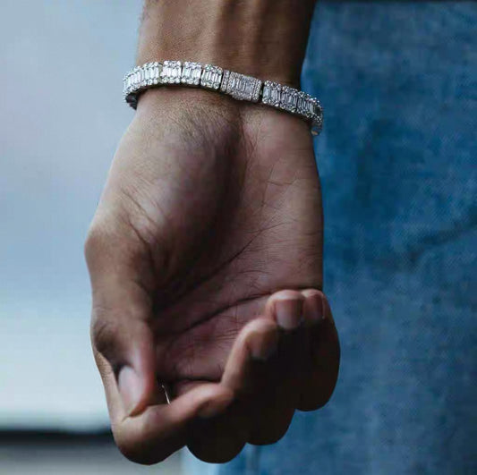 Baguette Iced Out Tennis Bracelet【7mm】