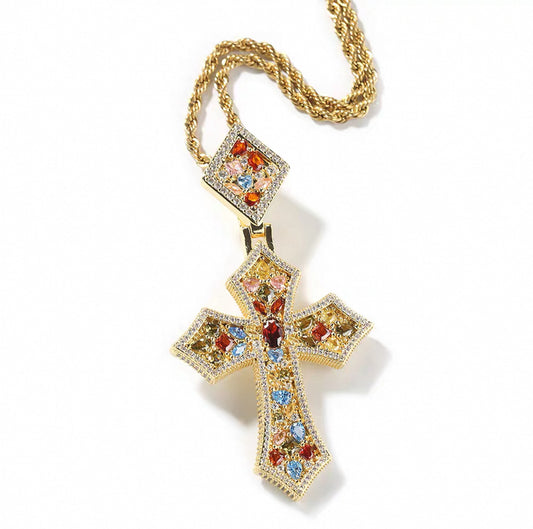 Luxury Mosaic Stone Cross Necklace