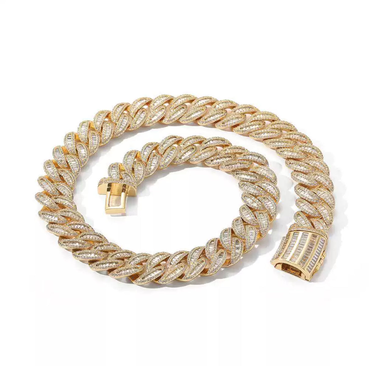 18mm Baguette Miami Chain Necklace