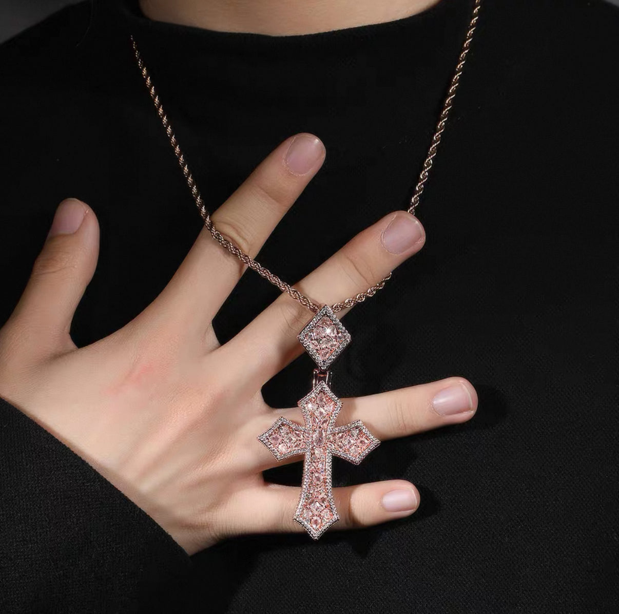 Luxury Mosaic Stone Cross Necklace