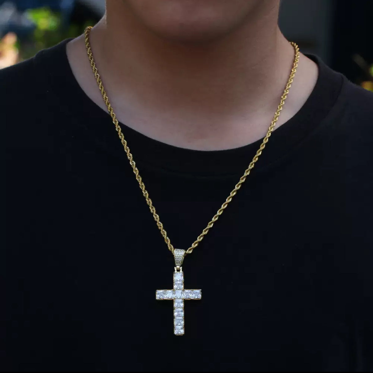 Square Cut Cross Pendant