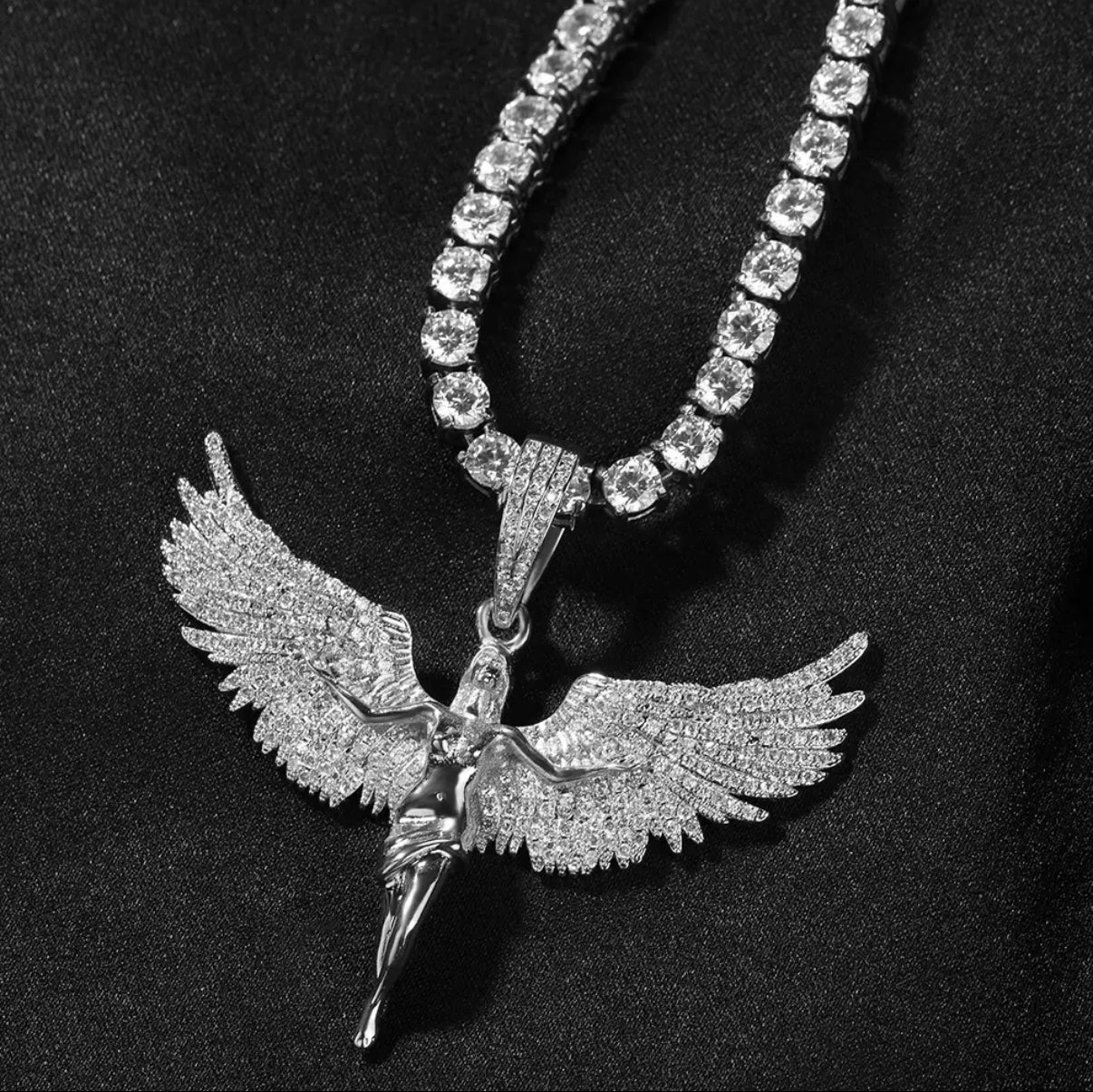Iced Seraphim Angel Necklace