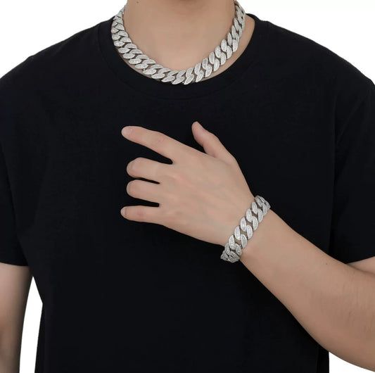 20mm Baguette Miami Chain Necklace