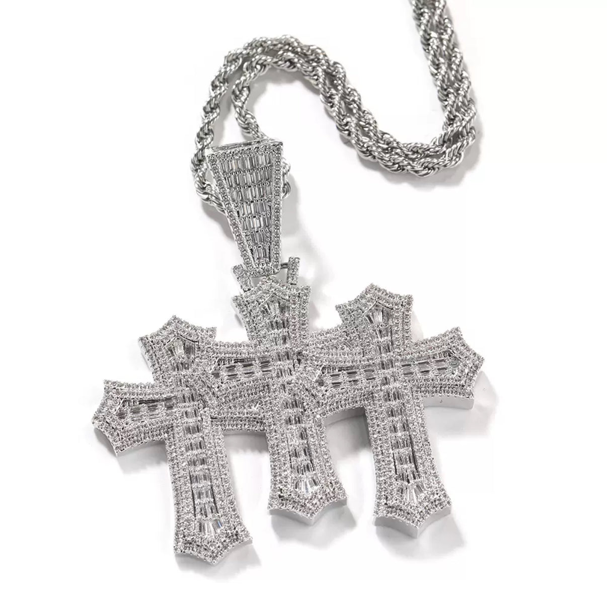 Trinity Frosted Cross Pendant