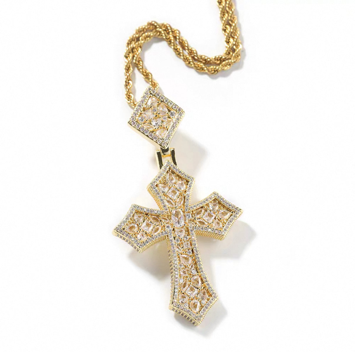 Luxury Mosaic Stone Cross Necklace
