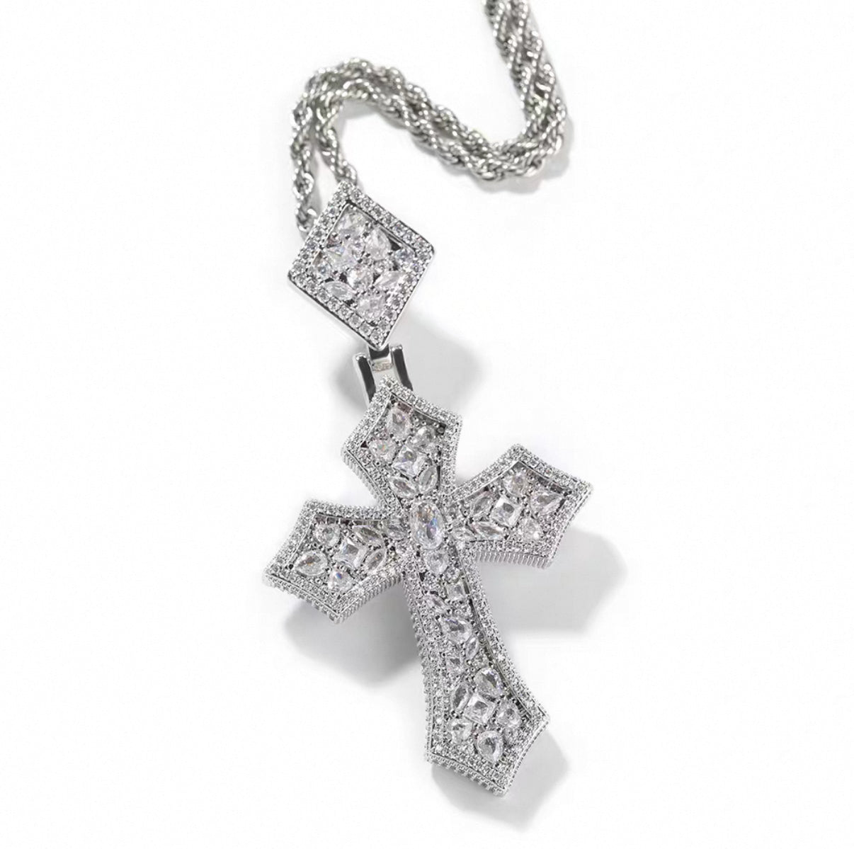 Luxury Mosaic Stone Cross Necklace