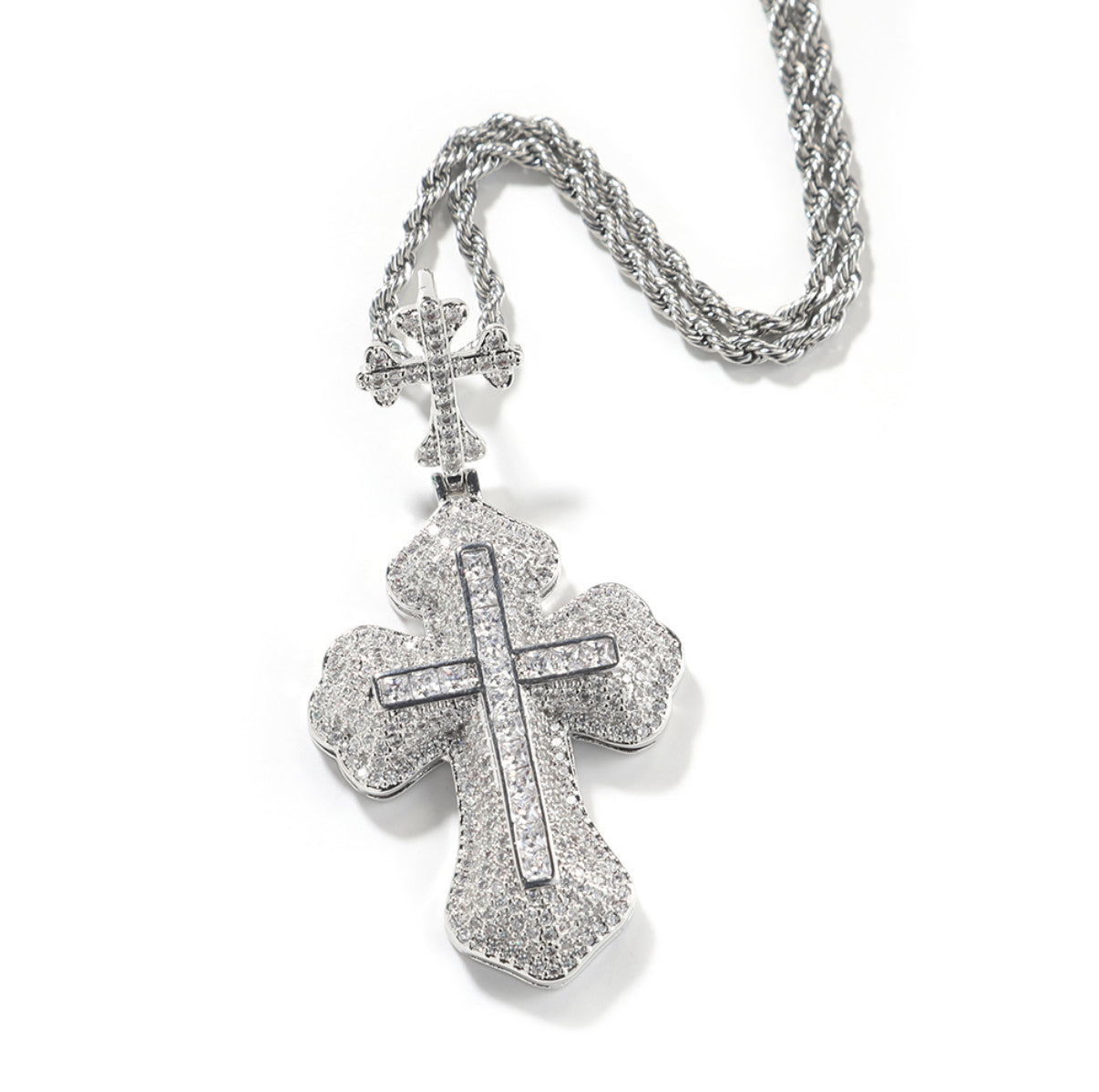 Lux Crown Ice Cross Chain Pendant