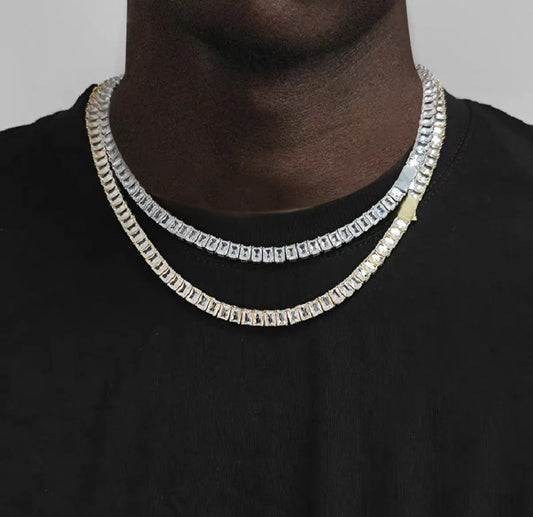 Baguette Iced Out Tennis Necklace【8mm】