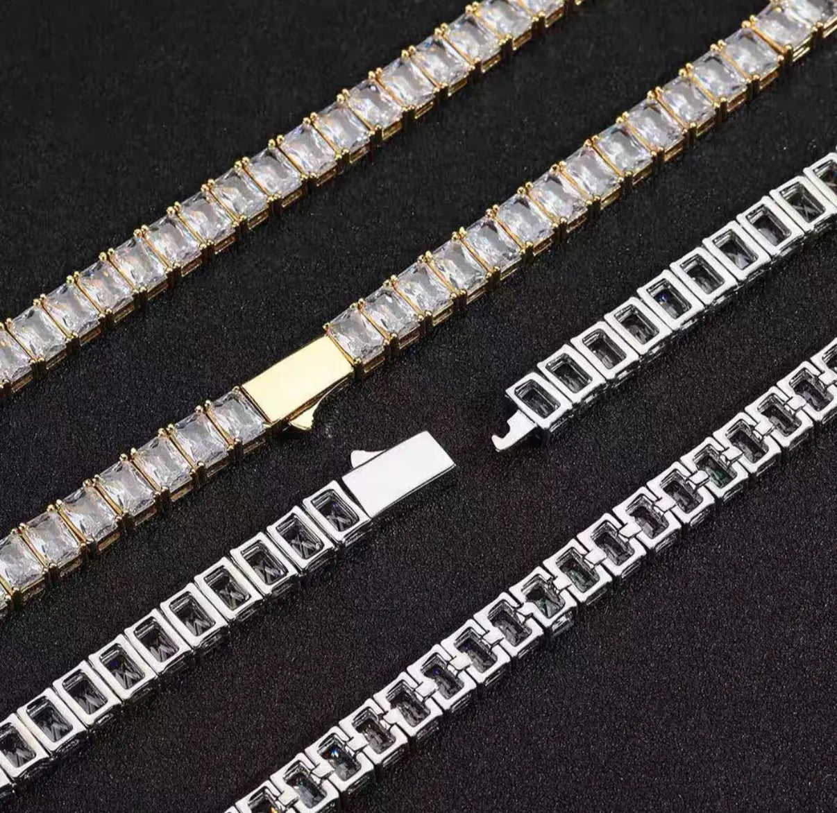 Baguette Iced Out Tennis Necklace【8mm】