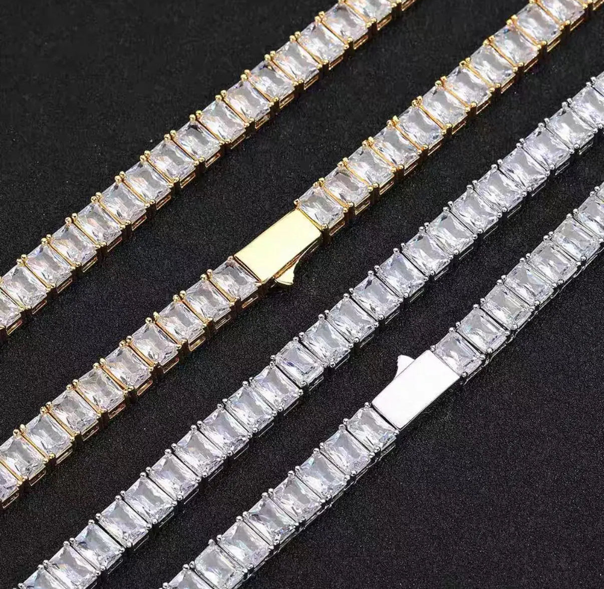 Baguette Iced Out Tennis Necklace【8mm】
