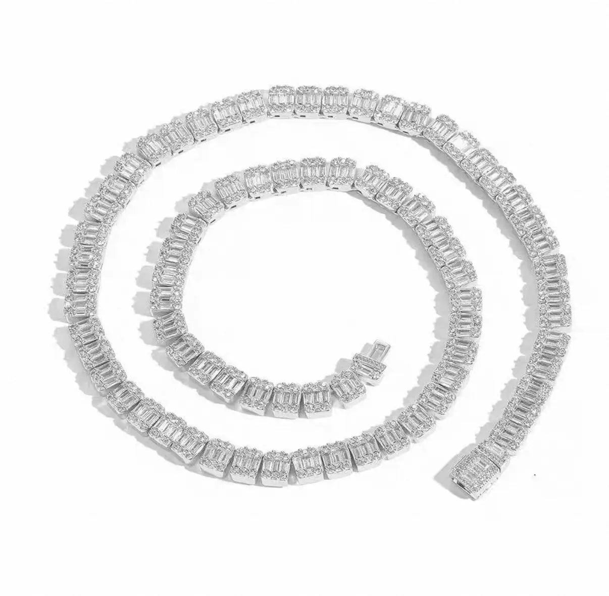 Baguette Tennis Chain Necklace【7mm】