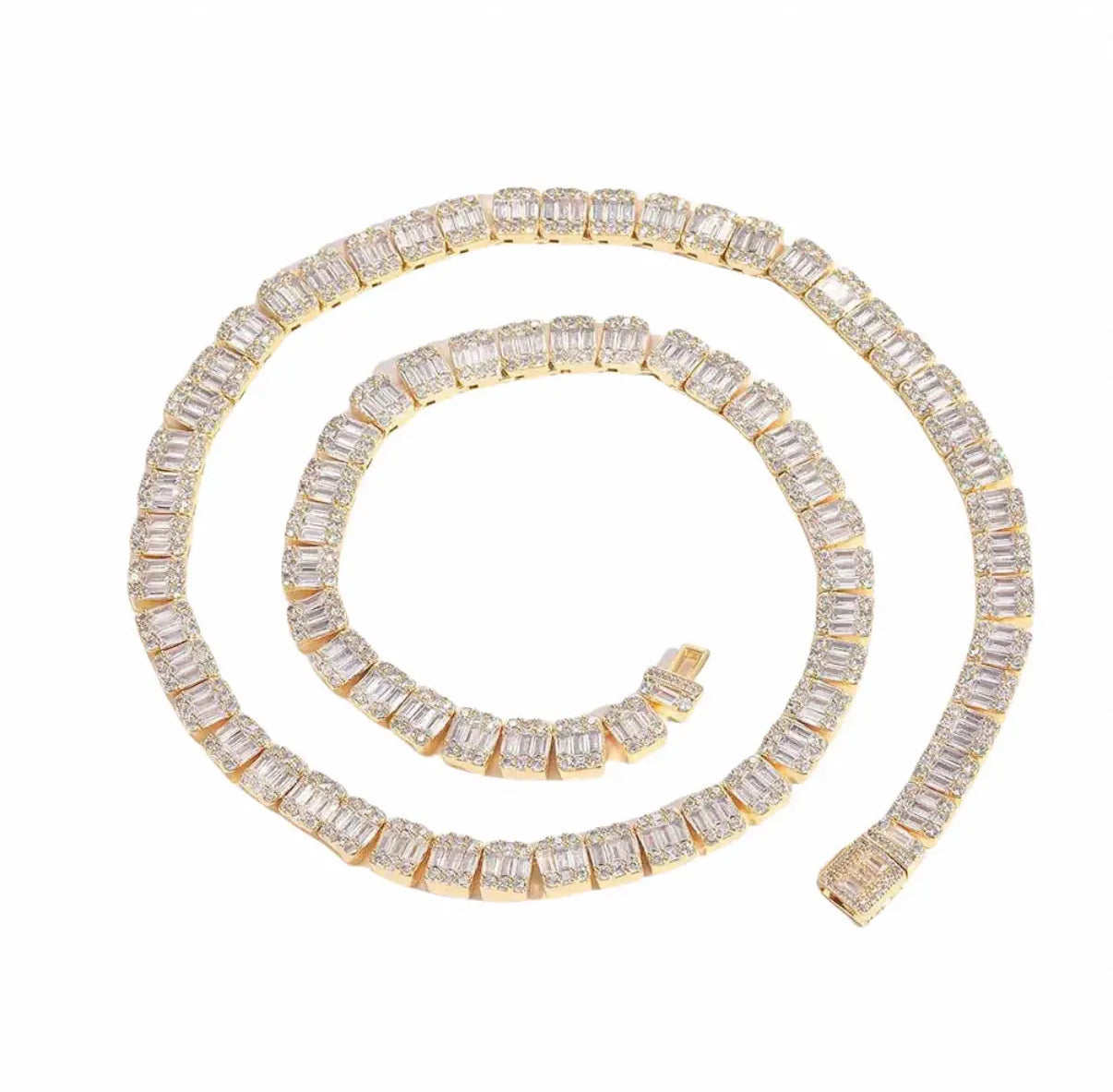 Baguette Tennis Chain Necklace【7mm】