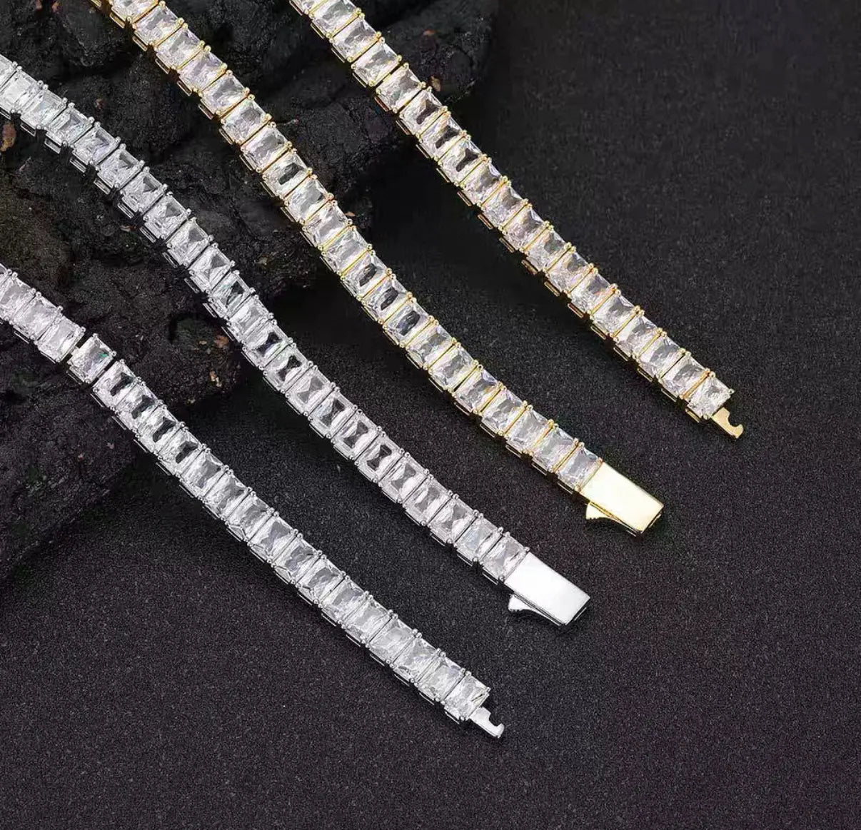 Baguette Iced Out Tennis Necklace【8mm】