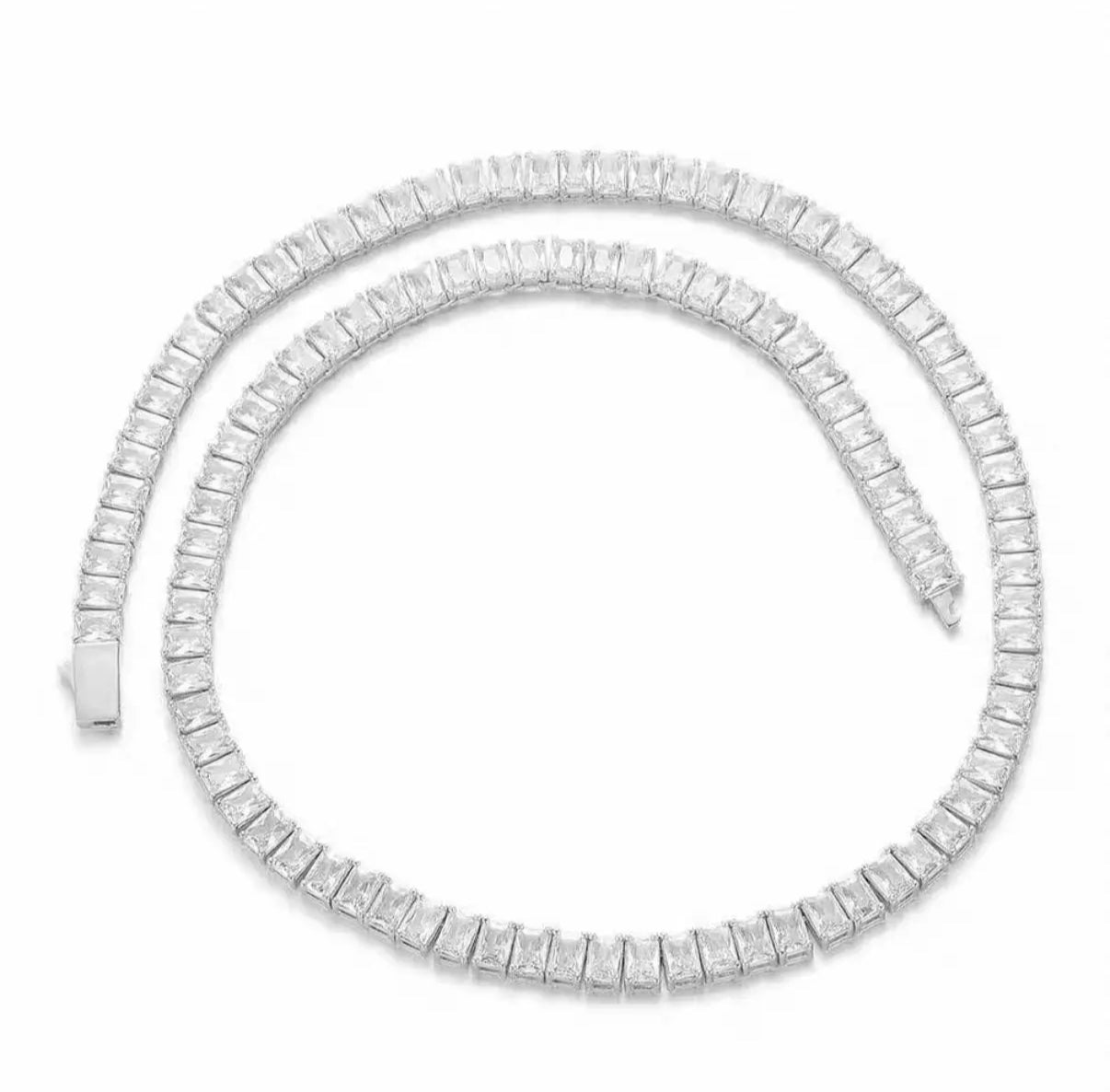 Baguette Iced Out Tennis Necklace【8mm】