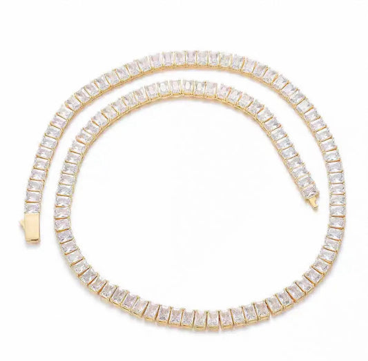 Baguette Iced Out Tennis Necklace【8mm】