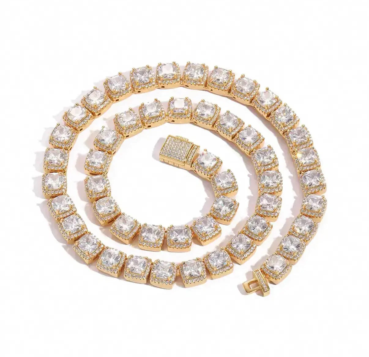 Baguette Iced Out Tennis Necklace【7mm】