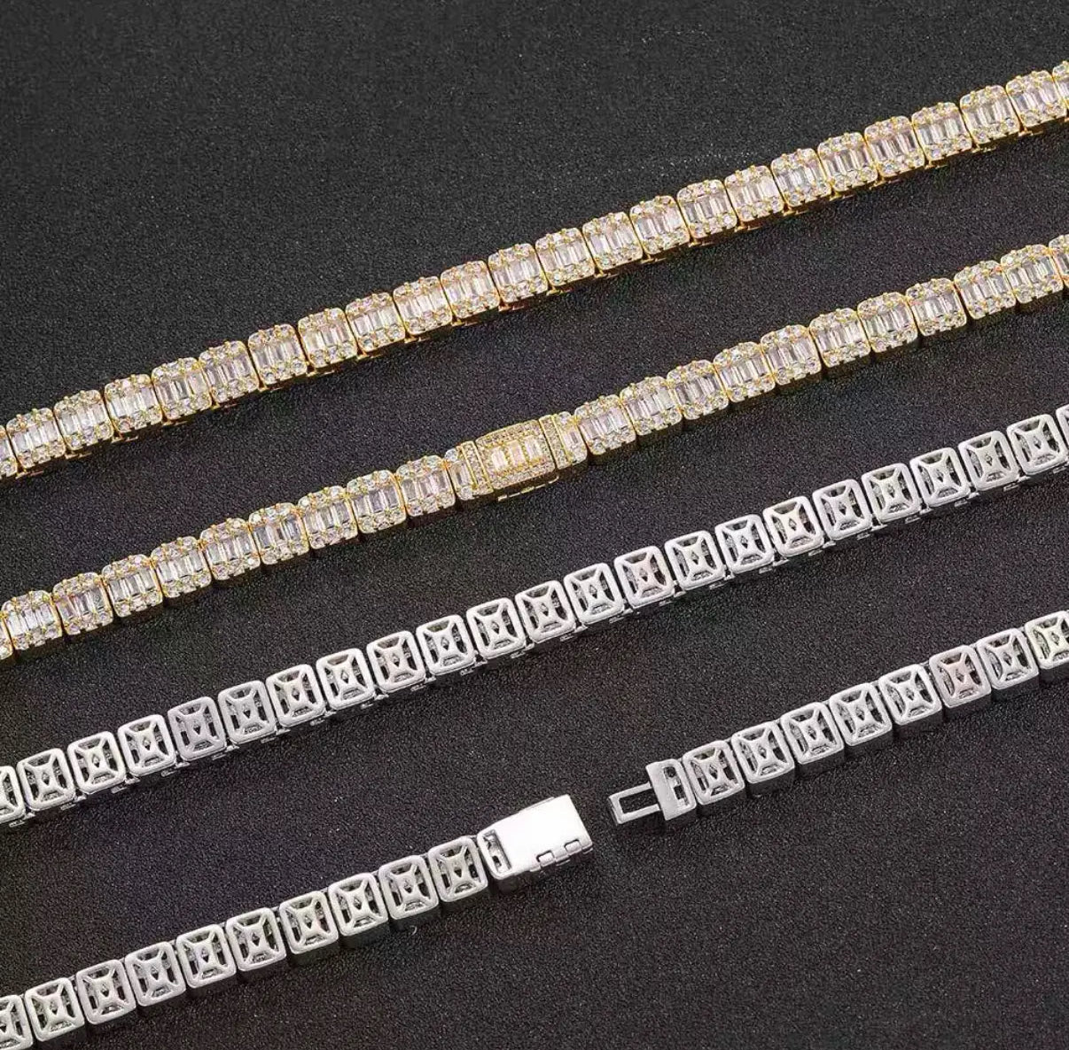 Baguette Tennis Chain Necklace【7mm】