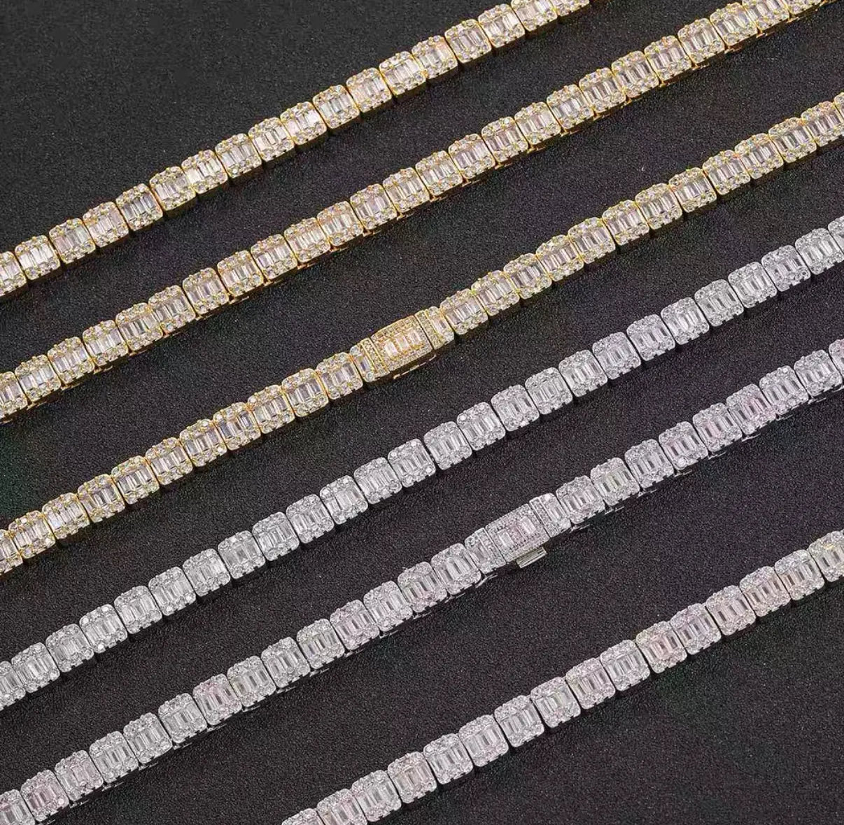 Baguette Tennis Chain Necklace【7mm】