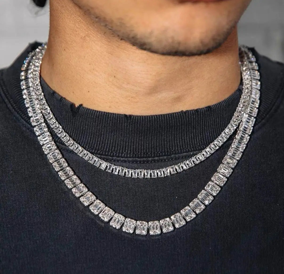 Baguette Tennis Chain Necklace【7mm】