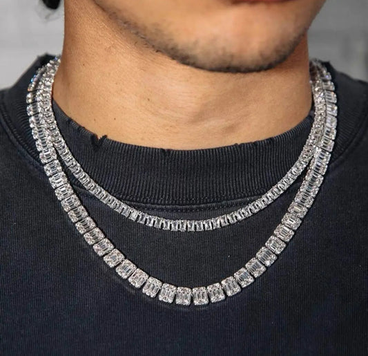 Baguette Tennis Chain Necklace【7mm】