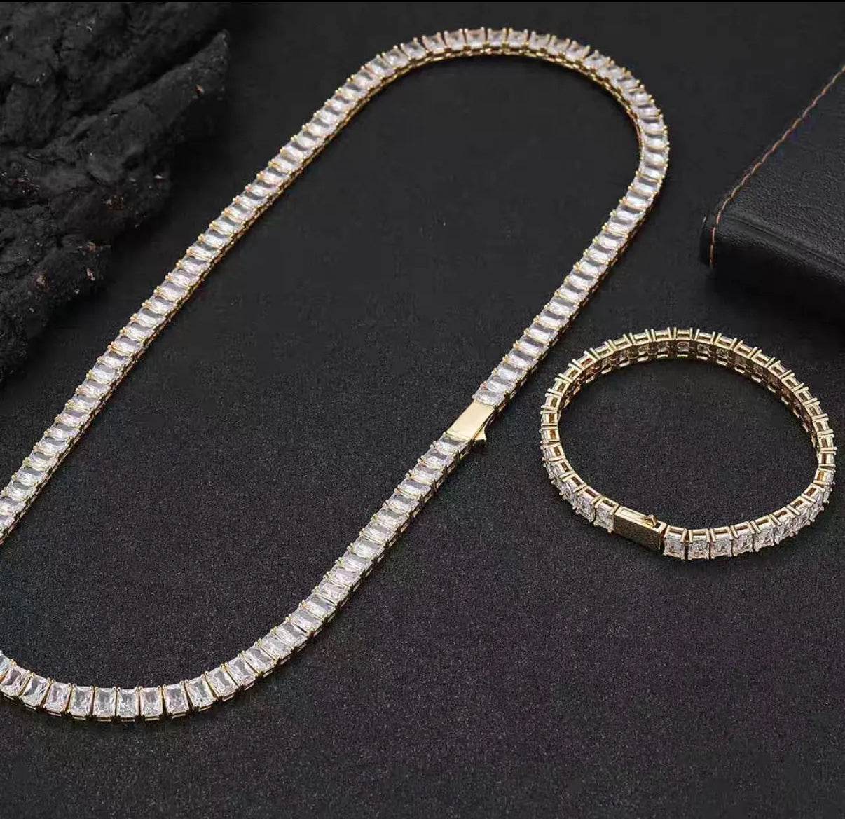 Baguette Iced Out Tennis Necklace【8mm】