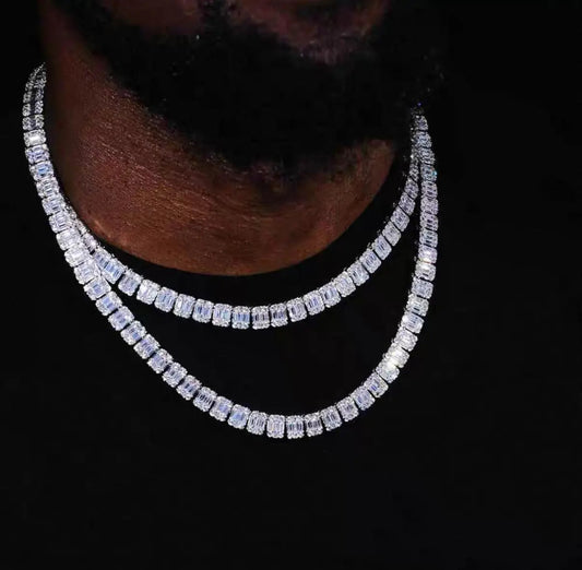Baguette Tennis Chain Necklace【7mm】