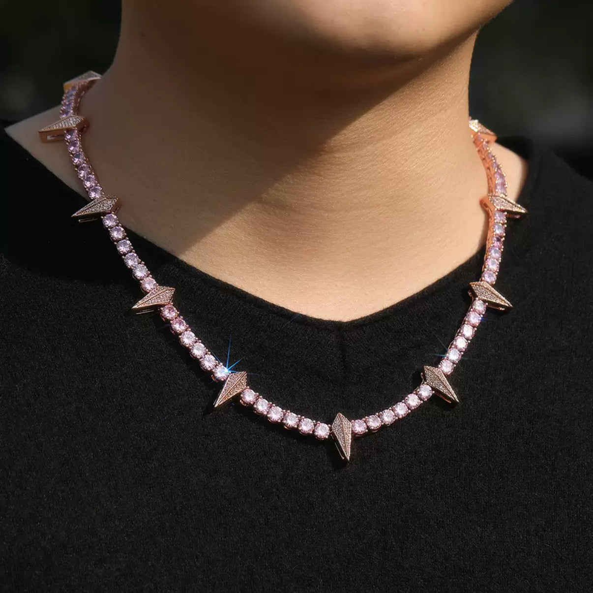 Iced Out Paper Plane Tennis Chain Necklace