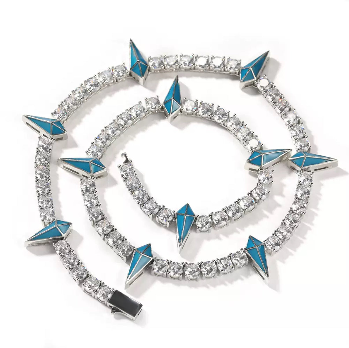 Iced Out Paper Plane Tennis Chain Necklace