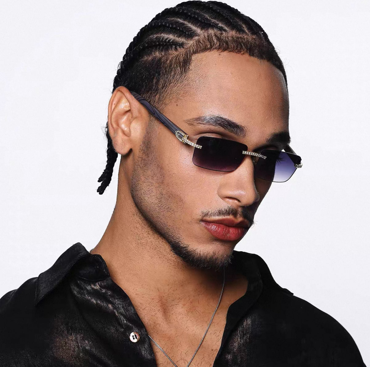 Crystal Edge Rimless Sunglasses